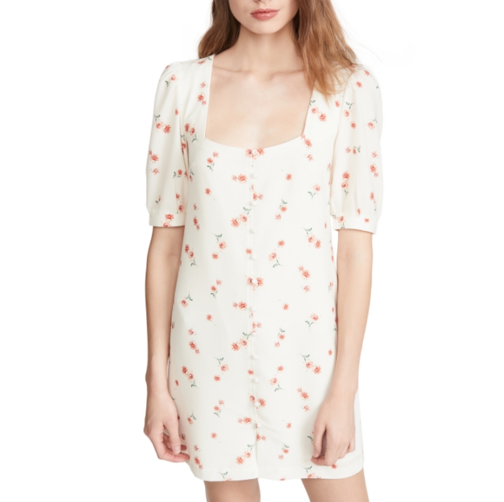 BB Dakota Scattered Daisies Crepe Floral Print Dress